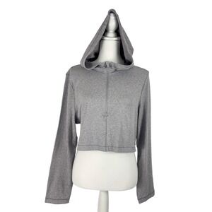90 Degree by Reflex Womens Gray Quarter Zip Cropped Hoodie Sweatshirt Size M